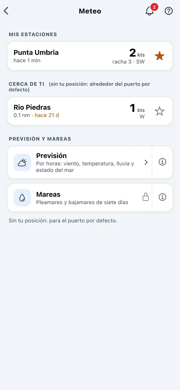 Pantalla Meteo de la app